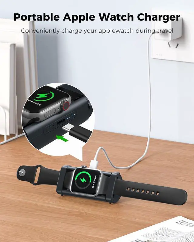 Alt view image 7 of 7 - NEWQ Outdoor Power Bank for Apple Watch: Small Portable Magnetic Wireless Charger & Rechargeable 1800mAh Battery Powerbank for Charging iWatch When Camping & Traveling