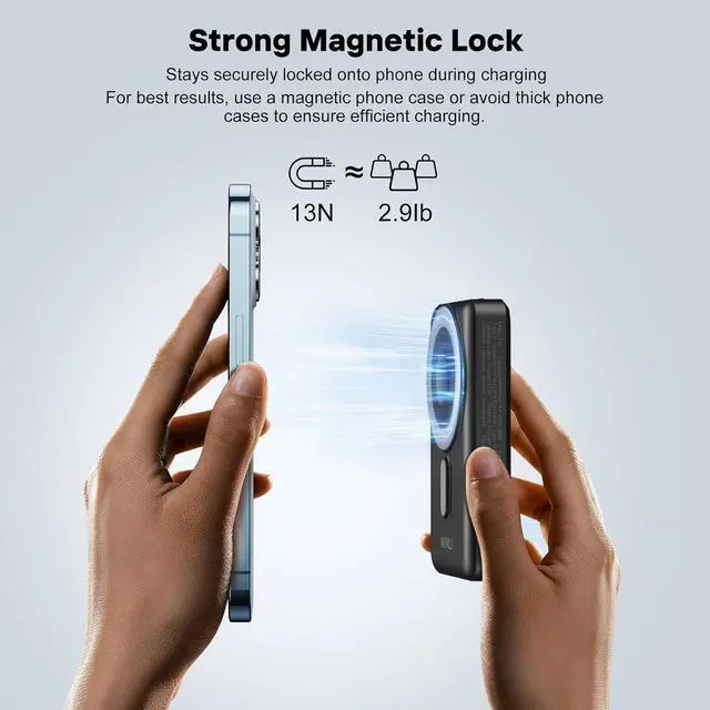 Alt view image 3 of 6 - Wireless Portable Charger, 3-in-1 Magnetic Power Bank 10000mAh with USB-C/iOS Cable and Stand, 22.5W Fast Charging Battery Pack, Compatible with iPhone 16/15/14/13/12/Pro/Mini/Pro Max