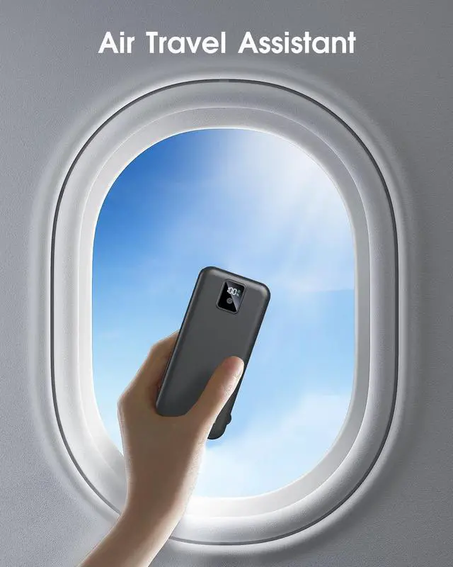 Alt view image 7 of 7 - Portable Charger Built-in Cables and AC Wall Plug, 12000mAh power Bank, USB C 22.5W Fast charging Phone Charger ,Compact Lightweight External Battery Pack for iPhones, iPad, SamsungTablets, etc.