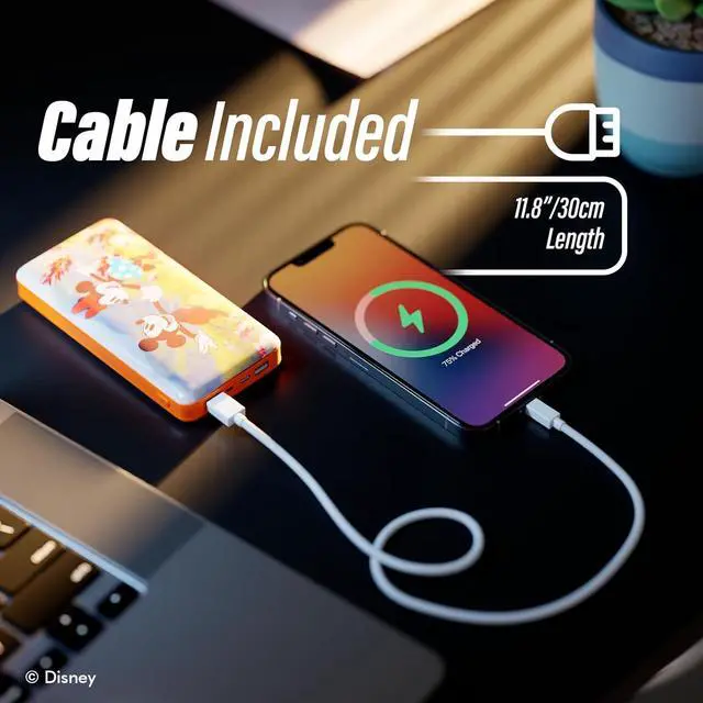 Alt view image 4 of 7 - Disney Mickey Mouse and Friends 10,000Mah Power Bank- Universally Compatible Portable Phone Charger Battery Pack w/USB Charging Port Gifts for Women, Men, Teens and All Fans of Mickey Mouse