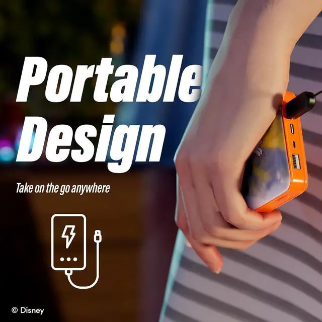 Alt view image 3 of 7 - Disney Mickey Mouse and Friends 10,000Mah Power Bank- Universally Compatible Portable Phone Charger Battery Pack w/USB Charging Port Gifts for Women, Men, Teens and All Fans of Mickey Mouse