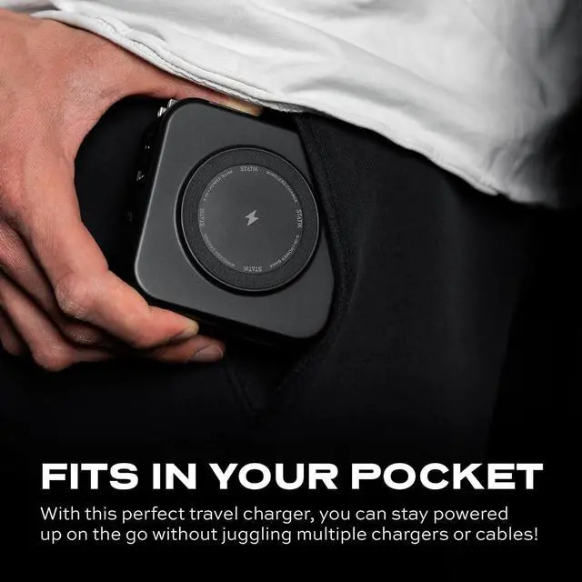 Alt view image 4 of 7 - STATIK SmartCharge 5-in-1 Travel Power Bank with Wall Plug & Built in USB C Cables, 10000mAh International Travel Essentials & European Portable Charger, Compatible with iPhone 16/15/14 iPad & Samsung