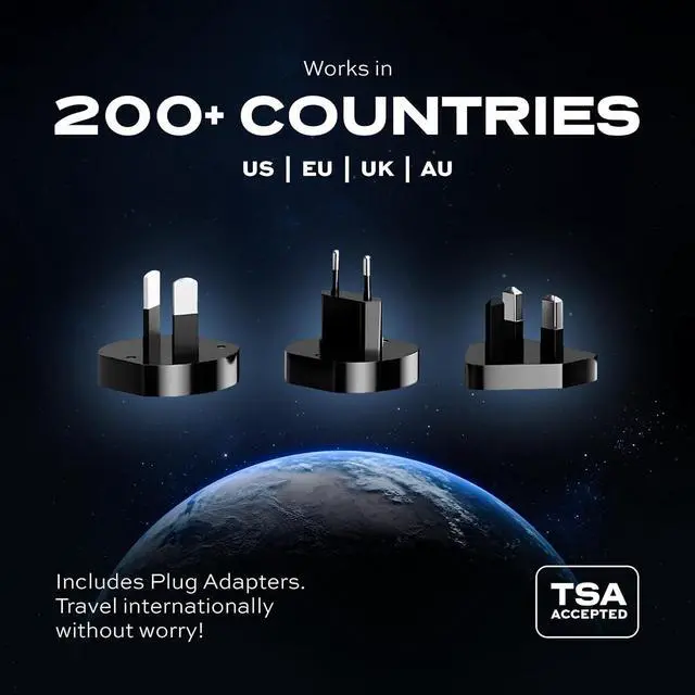 Alt view image 5 of 7 - STATIK SmartCharge 5-in-1 Travel Power Bank with Wall Plug & Built in USB C Cables, 10000mAh International Travel Essentials & European Portable Charger, Compatible with iPhone 16/15/14 iPad & Samsung