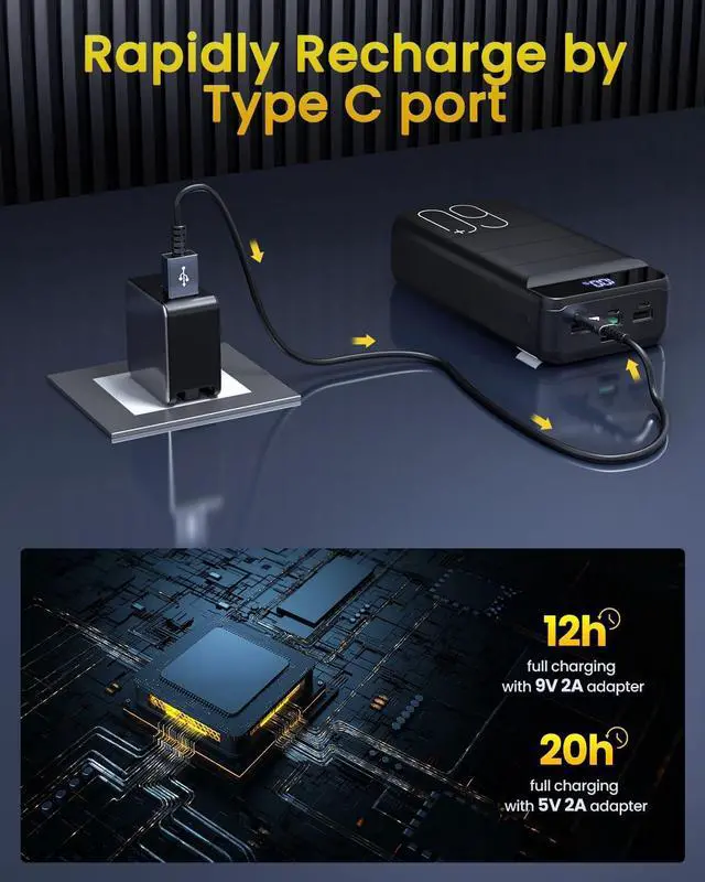 Alt view image 6 of 7 - Portable Charger Power Bank 60000mAh 22.5W USB C Fast Charging Battery Bank with 4 Outputs & 3 Inputs LED Display Huge Capacity External Battery Bank LED Display for iphone, Samsung, Google etc