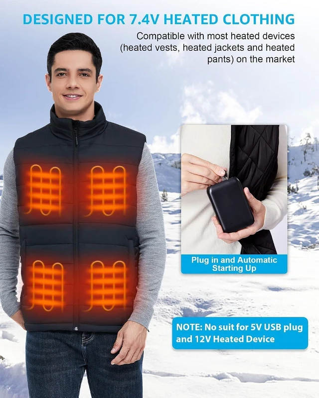 Alt view image 3 of 6 - 7.4V 16000mAh Heated Vest Battery Pack Compatible with ORORO, for Venustas, Rechargeable Battery Pack for Heated Vest with LED Display, Portable Power Bank for Heated Vest(No for 5V Heated Device)