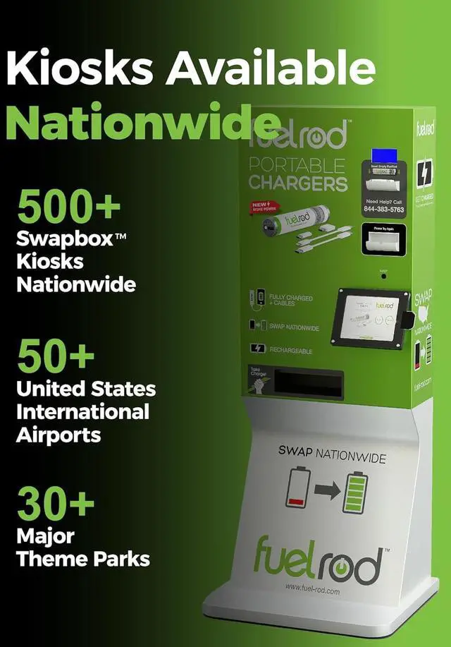 Alt view image 6 of 6 - One USB-C Portable Charger Kit, with an Extra Set of Cables & Adaptors, Compatible with All Tablets, Smart Phones, Rechargeable Backup Power Bank, SWAP for Charged Rod at Kiosk