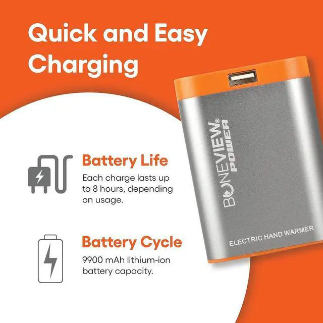 Alt view image 6 of 7 - BoneView Electric Hand Warmer Emergency Power Bank with Flashlight - Portable Rechargeable 9900-mAh Battery Pack, Fast Heating Over 8 Hr, Hunting, Fishing, Survival, Camping Gadgets for Men & Women