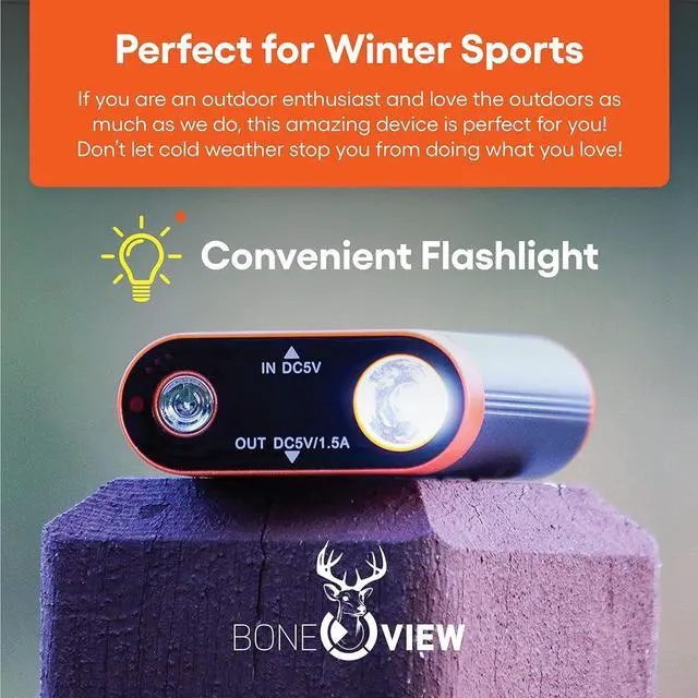 Alt view image 7 of 7 - BoneView Electric Hand Warmer Emergency Power Bank with Flashlight - Portable Rechargeable 9900-mAh Battery Pack, Fast Heating Over 8 Hr, Hunting, Fishing, Survival, Camping Gadgets for Men & Women