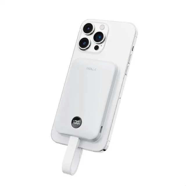 Main image of iWALK Magnetic Power Bank 10000mAh, 30W Wireless Portable Charger with Fast Charging USB-C Cable,Qi2 Certified 15W Battery Pack with LED Display for iPhone 16/16 Pro/15/14/13/12 Series, Samsung Galaxy
