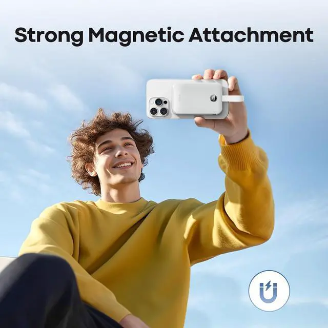 Alt view image 7 of 7 - iWALK Magnetic Power Bank 10000mAh, 30W Wireless Portable Charger with Fast Charging USB-C Cable,Qi2 Certified 15W Battery Pack with LED Display for iPhone 16/16 Pro/15/14/13/12 Series, Samsung Galaxy