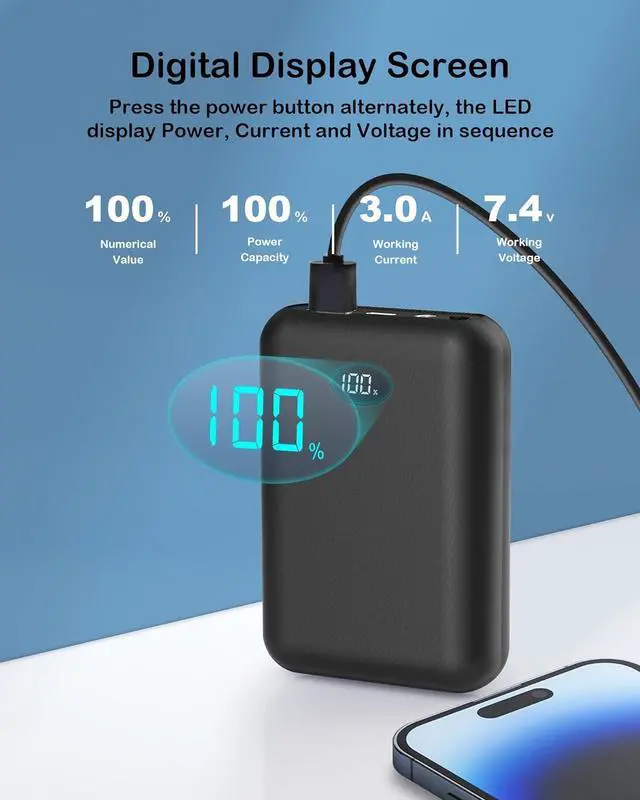 Alt view image 6 of 6 - 16000mAh Heated Vest Battery Pack Compatible with ORORO and Venustas, 7.4V Battery Pack for Heated Vest with 2 Adapter Cable, Power Bank for Heated Vest, Jacket, Pants(No for 5V Heated Devices)