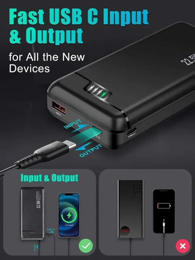 Alt view image 4 of 7 - Portable Charger 20000mah Power Bank - 22.5W USB C in & Out Fast Charging Battery Pack Cell Phone Compatible All Phone Tablet for Travel Camping