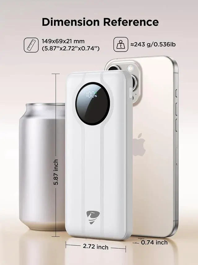 Alt view image 2 of 6 - Aioneus Power Bank, 10000mAh Portable Charger with Built in Cables Fast Charging 22.5W USB-C in/Out Slim Travel PowerBank Battery Pack for iPhone 16 15 14 13 12 Samsung Galaxy S24 A15 Android Phone