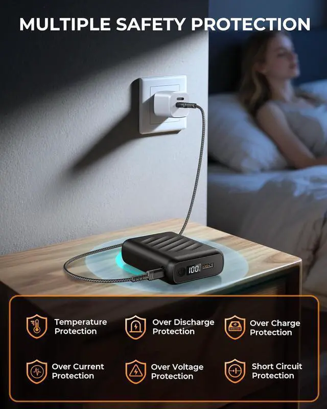 Alt view image 5 of 7 - 20000mAh 7.4V Heated Vest Battery Pack Compatible with ORORO and Venustas, Battery for Heated Vest with LED Display and 2 Adapter Cable, Power Bank for Heated Vest, Jacket(No for 5V Heated Device)