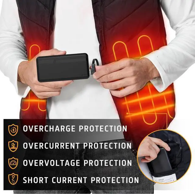 Alt view image 3 of 7 - 20000 mAh Rechargeable 5V 2A Battery Pack for Heated Vests Jackets Power Bank for Heating Electric Vest Coat Hoodies Battery Pack for Man Women Heated Clothing(Not Suit for 7.4V Heated Clothing)