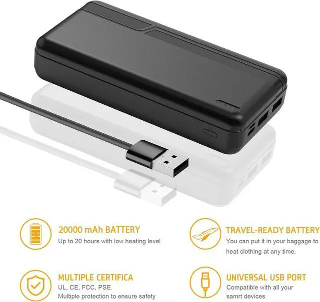 Alt view image 6 of 7 - 20000 mAh Rechargeable 5V 2A Battery Pack for Heated Vests Jackets Power Bank for Heating Electric Vest Coat Hoodies Battery Pack for Man Women Heated Clothing(Not Suit for 7.4V Heated Clothing)