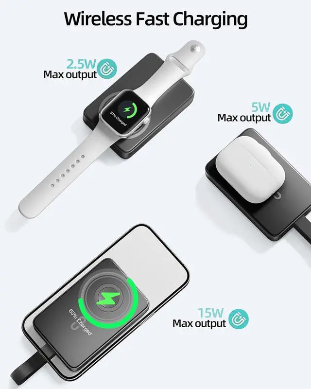 Alt view image 5 of 7 - ROMOSS MagSafe Portable Charger, 10000mAh Magnetic Power Bank with 30W USB-C Fast Charging & 15W Wireless Charging, Travel Backup Battery Pack for Apple Watch, AirPods, iPhone 16/15/14/13/12 Series