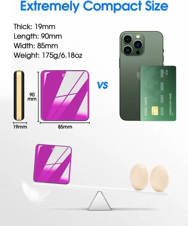 Alt view image 3 of 7 - KLL Power Bank with Built in Cables, 10000mAh Slim Portable Charger LED Display, Small External Battery Pack with 4 Inputs and 5 Outputs Phone Charger for iPhone Samsung Huawei iPad etc (Purple)