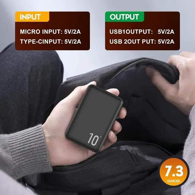 Alt view image 7 of 7 - 5V 2A Heated Vest Battery Pack for Heated Jacket 10000mAh Power Bank for Heated Clothing