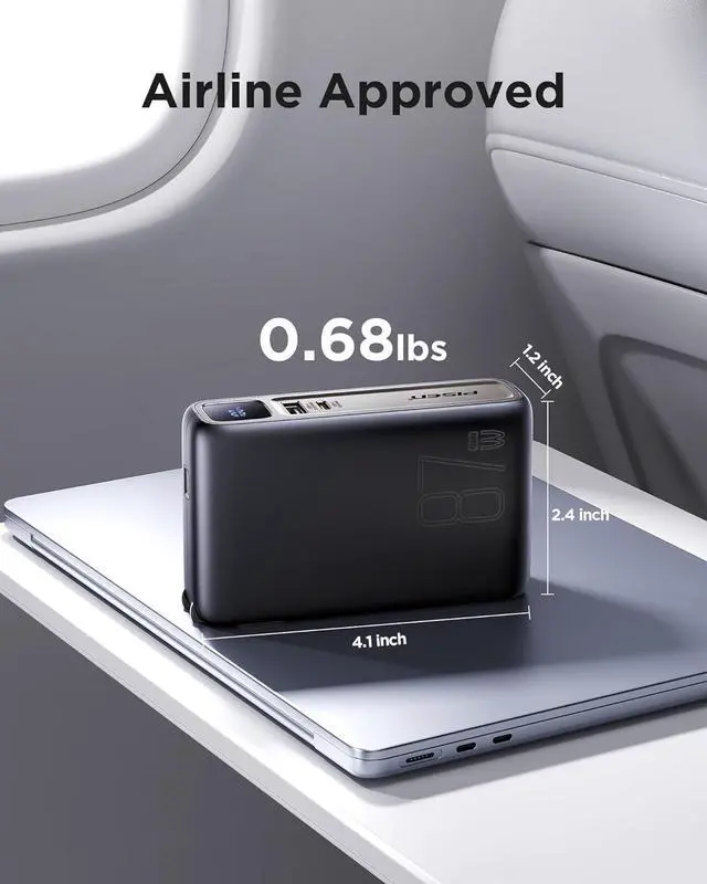 Alt view image 7 of 7 - PISEN Wall Charger Power Bank - 87W 2-in-1 Hybrid Charger, 10000mAh GaN USB-C Portable Charger with Wall Plug, 87W Hybrid Charger Power Bank with Wall Plug for iPhone, iPad, MacBook, Samsung, Laptops
