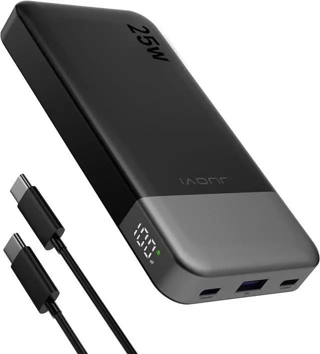 Main image of Power Bank 10000mAh, 25W Fast Charging Small Portable Charger with PD 3.0 & QC 4.0,USB C Slim Lightweight iPhone Charger, Dual Output Compatible with iPhone16 15 14 Samsung (Black, 10000mAh)