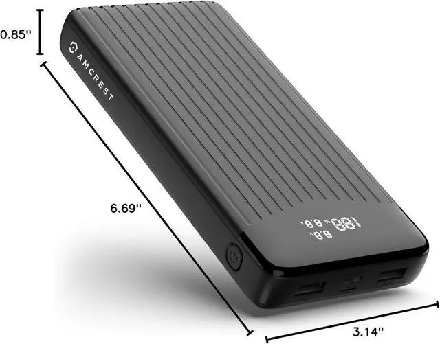 Alt view image 7 of 7 - Amcrest USB C Power Bank, 26800mAh Portable Charger USB C, Power Bank Fast Charging 22W PD 3.0, Type C Battery Bank Powerbank with LED Display for Android & iOS Smartphone Devices, and More