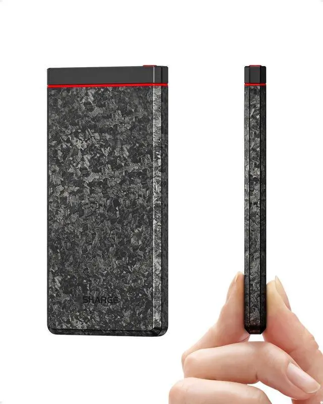 Main image of Power Bank Portable Charger Slim Battery Pack, 10000mAh Carbon Fiber USB-C and USB-A, PD Fast Charging for iPhone 15/14/13 iPad Steam Deck Flashlight