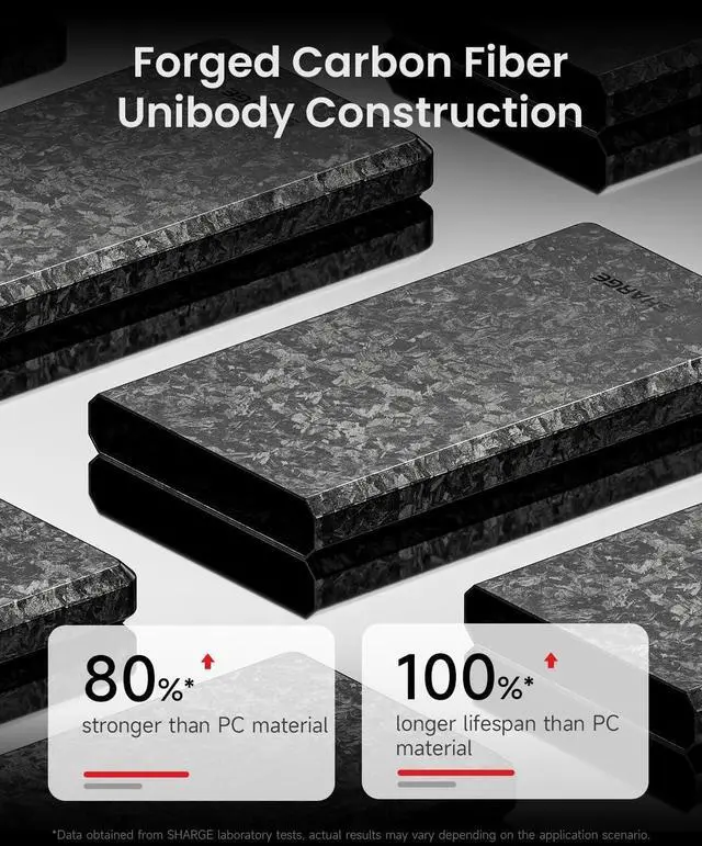 Alt view image 5 of 6 - Power Bank Portable Charger Slim Battery Pack, 10000mAh Carbon Fiber USB-C and USB-A, PD Fast Charging for iPhone 15/14/13 iPad Steam Deck Flashlight