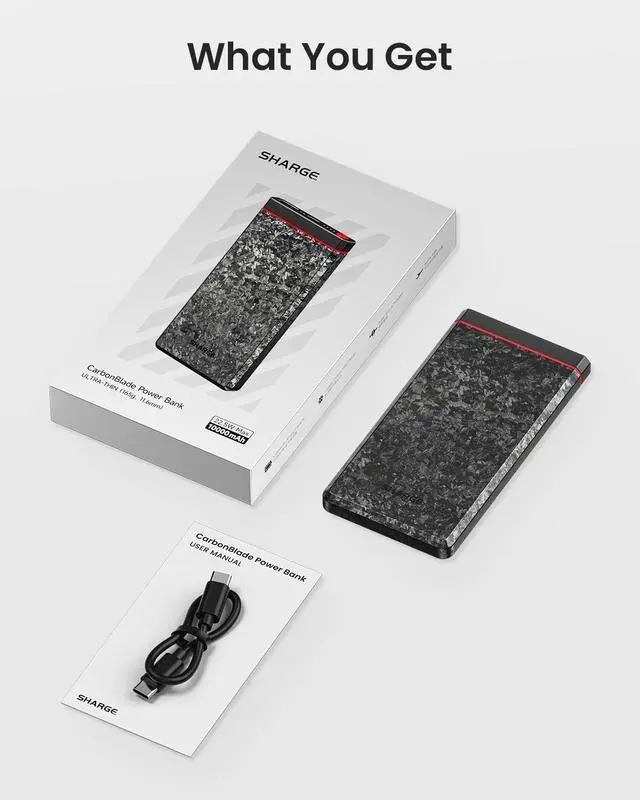 Alt view image 6 of 6 - Power Bank Portable Charger Slim Battery Pack, 10000mAh Carbon Fiber USB-C and USB-A, PD Fast Charging for iPhone 15/14/13 iPad Steam Deck Flashlight