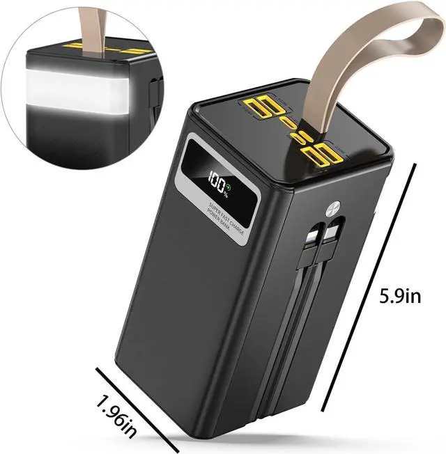 Alt view image 2 of 7 - Power Bank 60000mAh High Capacity Portable Charger, 22.5W PD Fast Charging Built in Cables Battery Pack, 7 Outputs & 3 Inputs, Flashlight and LCD Display Power Bank for iPhone, Android, Camping
