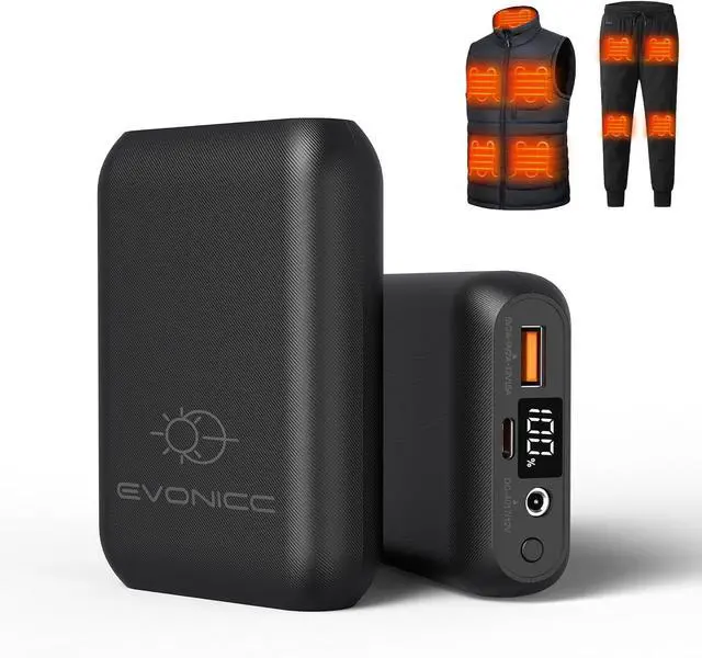 Main image of 7.4V 16000mAh Battery Pack for Heated Vest with DC/USB-A/USB-C Ports, Portable Rechargeable Power Bank with LED Display, Heated Vest Battery Pack for ORORO Venustas Heated Vest, Jacket, Pants