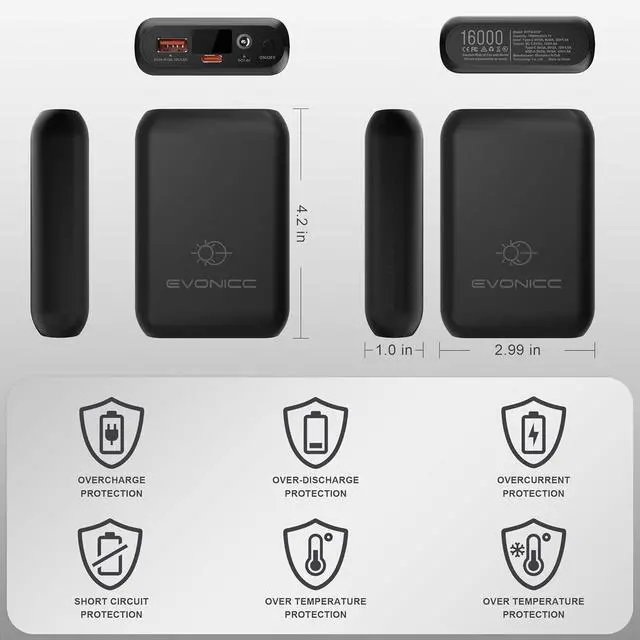 Alt view image 6 of 7 - 7.4V 16000mAh Battery Pack for Heated Vest with DC/USB-A/USB-C Ports, Portable Rechargeable Power Bank with LED Display, Heated Vest Battery Pack for ORORO Venustas Heated Vest, Jacket, Pants