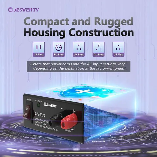 Alt view image 4 of 7 - Universal Compact Bench Power Supply - 30 Amp Regulated Home Lab Benchtop AC-to-DC Converter for CB/HAM/Amateur Radio with 13.8V Fixed OutputScrew-Type Terminals, Cooling Fan - SPS-1330