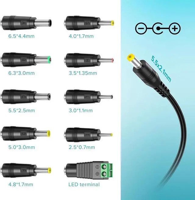 Alt view image 3 of 7 - POWSEED Universal AC Adapter 45W 5V 6V 7.5V 9V 12V 13.5V 15V DC Power Supply 1A 2A 3A for Household Electronics Routers CCTV IP Cameras Speaker LED Strips, 5FT Charger Cord