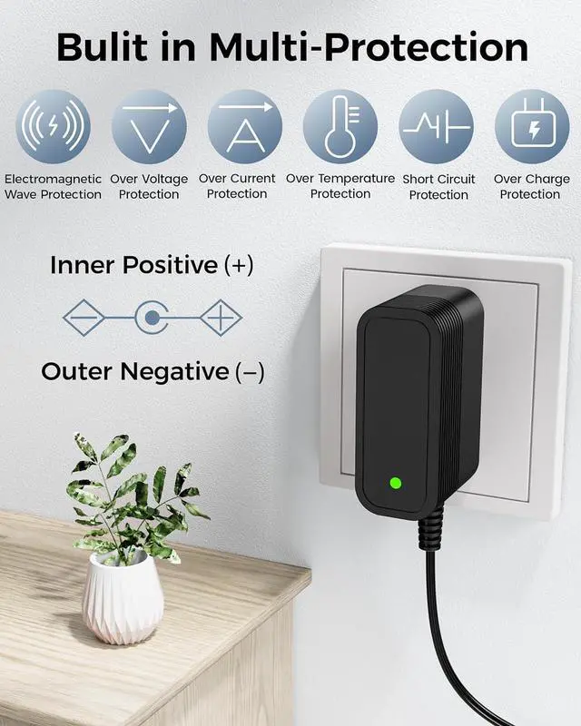 Alt view image 6 of 7 - 9V Power Supply AC Adapter DC 9V Power Cord Universal Power Adapter with 10 Interchangeable Jacks Compatible with 1000mA 900mA 800mA 700mA 600mA 500mA 400mA 300mA 200mA 100mA Electronics