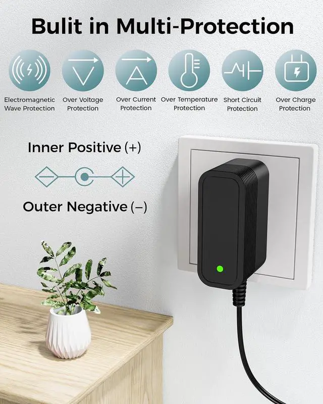 Alt view image 6 of 7 - DC 9V Power Cord 9V Power Supply Universal Charger Replacement with 10 Interchangeable Jacks Compatible with 100mA 200mA 300mA 400mA 500mA 600mA 700mA 800mA 900mA 1000mA Equipment