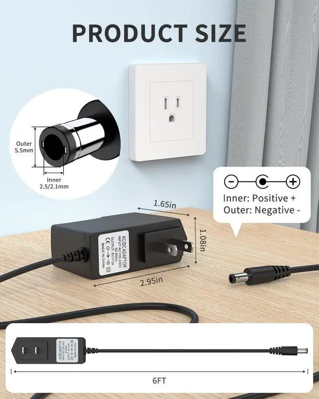 Alt view image 6 of 7 - 9V 2A AC Adapter Power Supply Charger [9 Volts 2 Amps Regulated Switching Power] with 11 Interchangeable DC Plug for 300mA 400mA 500mA 600mA 700mA 800mA 900mA 1000mA 1500mA 2000mA Equipment