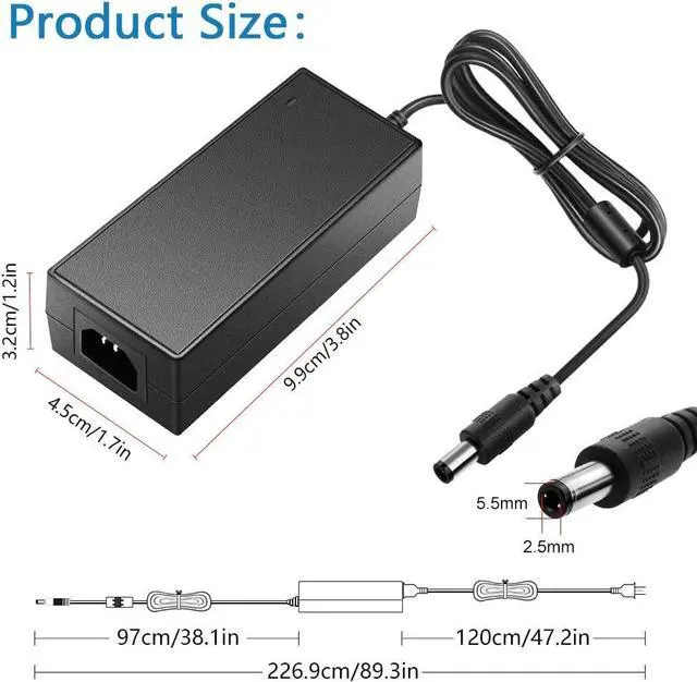 Alt view image 2 of 7 - SHNITPWR 12V 3A 36W AC DC Power Supply Adapter 100V~240V AC to DC 12 Volt 3 Amp Converter Transformer LED Driver with 5.5x2.5mm Plug for 5050 3528 LED Strip 3D Printer CCTV Security System LCD Monitor