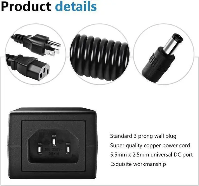 Alt view image 4 of 7 - SHNITPWR 12V 3A 36W AC DC Power Supply Adapter 100V~240V AC to DC 12 Volt 3 Amp Converter Transformer LED Driver with 5.5x2.5mm Plug for 5050 3528 LED Strip 3D Printer CCTV Security System LCD Monitor