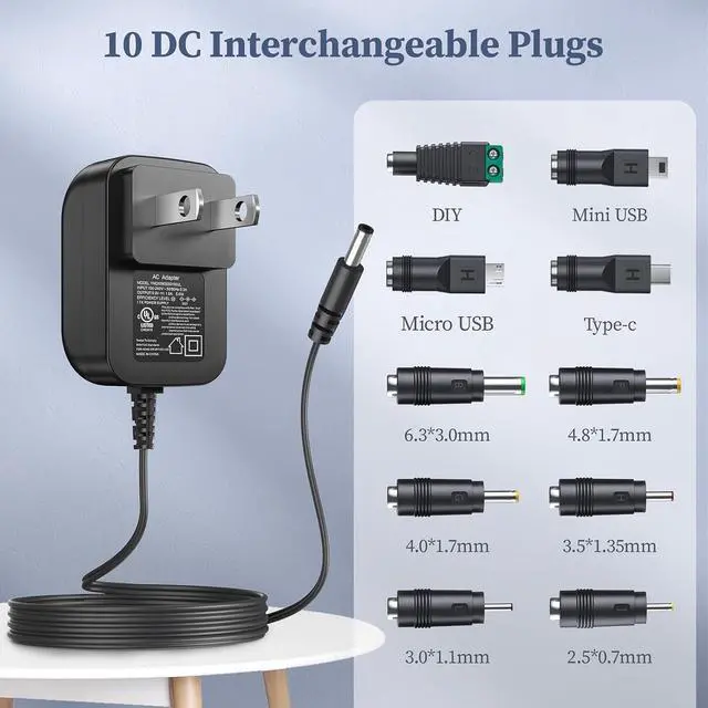 Alt view image 3 of 7 - 5V 1A Power Supply 5 Volt Charger 1000mA 5W Max Regulated Switching AC to DC Cord Adapter with 10 Replacement Connector 100V - 240V Input Adaptor US Wall Plug