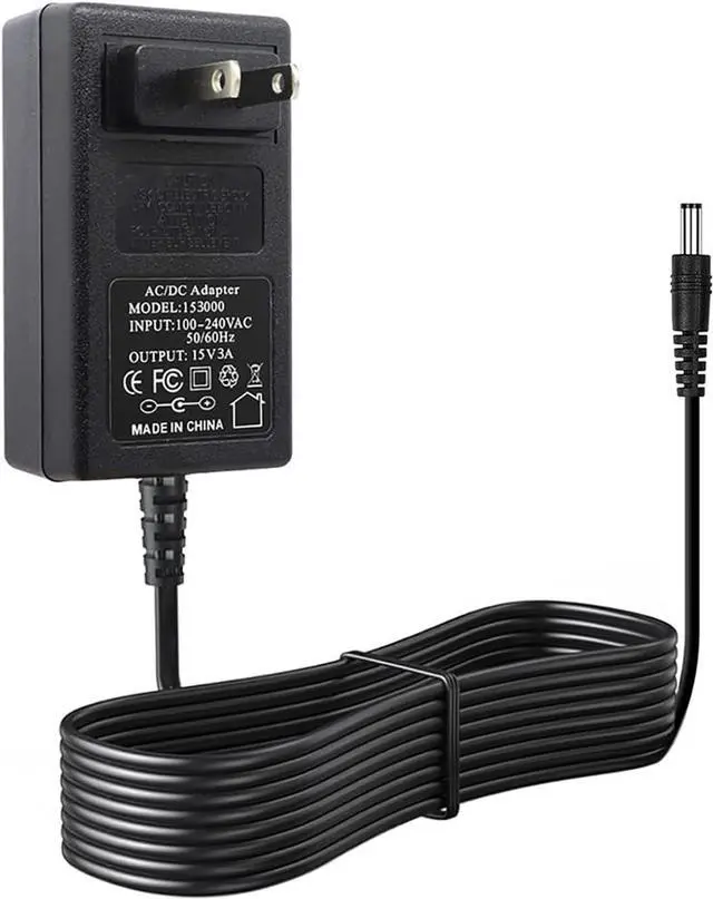 Main image of 15V 3A 6FT Power Supply Adapter Charger Cable (Input AC 100V-240V, Output DC 15 Volt 3 Amp 45 Watt) Adapter Transformer Converter DC 5.5mm x 2.1mm & 2.5mm
