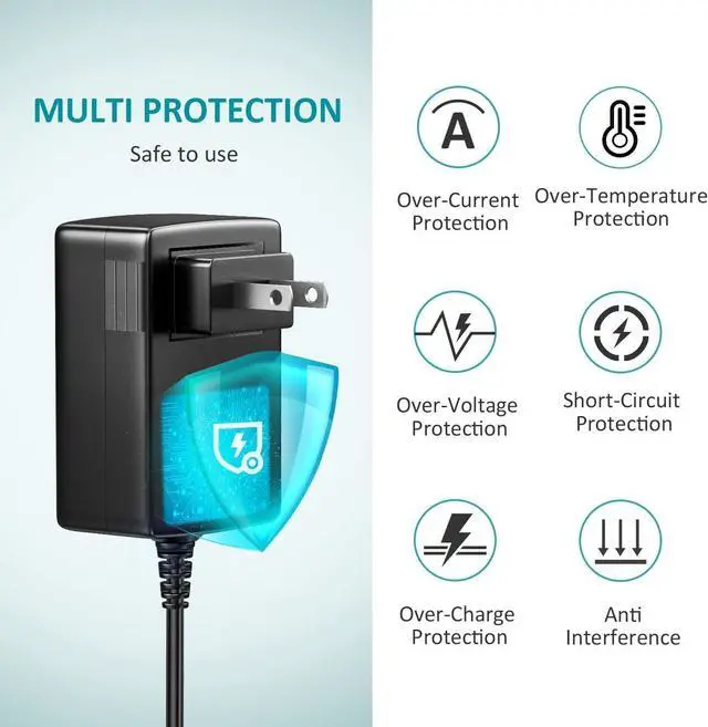 Alt view image 5 of 6 - 9V 3A 2.5A 2A 1A AC DC Power Adapter 27W 9V 3000mA 2500mA 2800mA Power Supply Cord Wall Charger for 9 Volt Electronics 3Amp Max