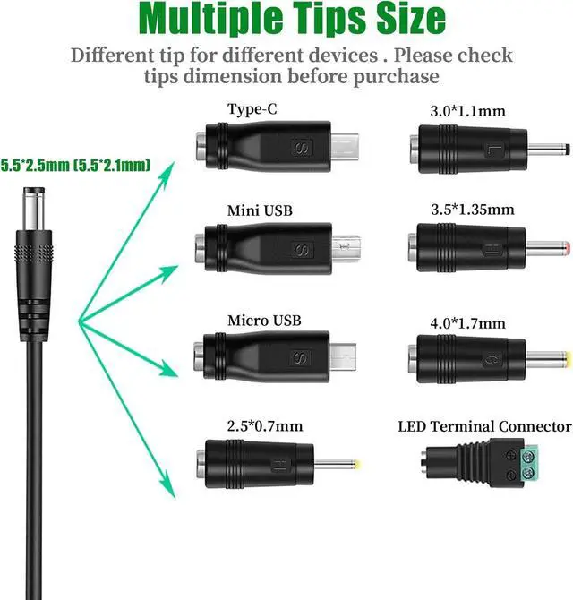 Alt view image 5 of 7 - 5V 3A DC Power Supply, 5 Volts 2A 1.5A 1A AC Power Adapter Charger, fit for 5Vdc Record Player Baby Monitor Bluetooth Speaker Power Cord.