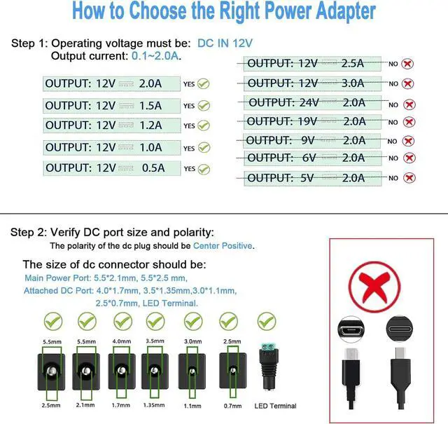 Alt view image 3 of 7 - TKDY 12V 2A DC Power Supply AC Adapter with Switch, 100-240Vac to DC 12 Volts 2 Amps 24W Transformer, fit for Output DC12V 0.1~2000mA 1A 1.5A 2A Led Strip Lights CCTV Camera Router Power Cord.