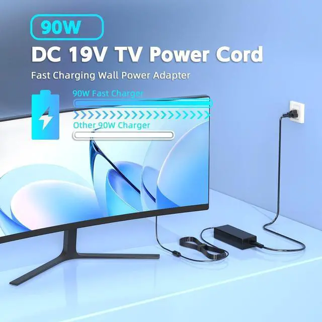 Alt view image 5 of 7 - 90W 19V Power Cord Compatible with Westinghouse TV 24 32 40 42 46 inch UW40TA2W UW40T8LW LED TV UW32SC1W UW32S3PW UW40TC1W LD-4680 LD-4695 LD-3255VX LD-4255VX EW39T6MZ Power Supply Adapter