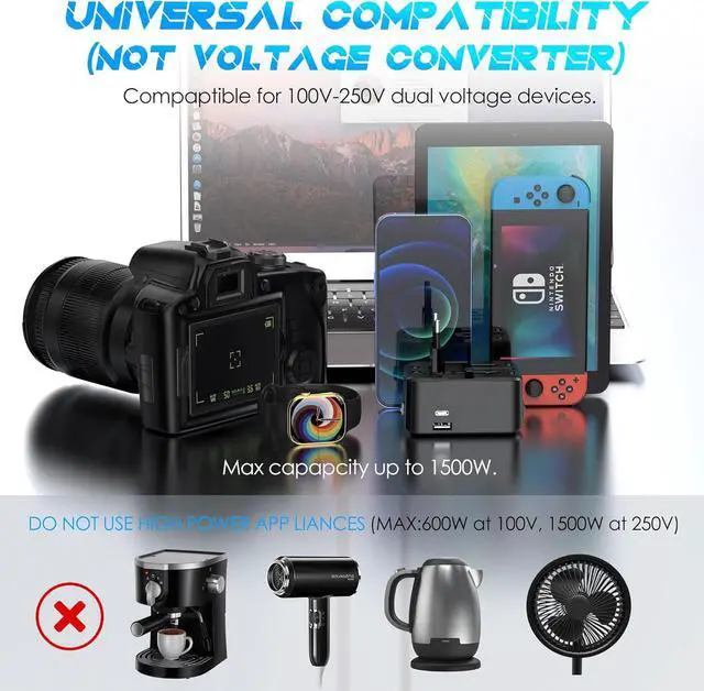 Alt view image 6 of 6 - Universal Travel Adapter with (Type C+USB) 2 USB Ports & AC Outlet, International Plug Adapter Converter, Type C/A/G/I All in One Wall Charger Worldwide Travel Adaptor for US to EU UK AUS Asia