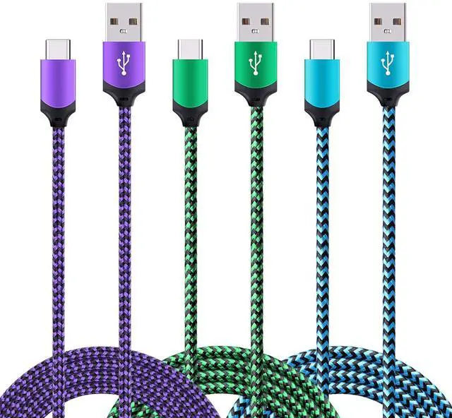 Main image of USB Type C Charger Cable Fast Charging Cord for Google Pixel 9a, 9, 9 Pro XL Fold, 8, 7, 6, 5, 4, 3a, 3 2 XL, Pixel C, (Blue/Green/Purple, 6 feet, 3 Pack)