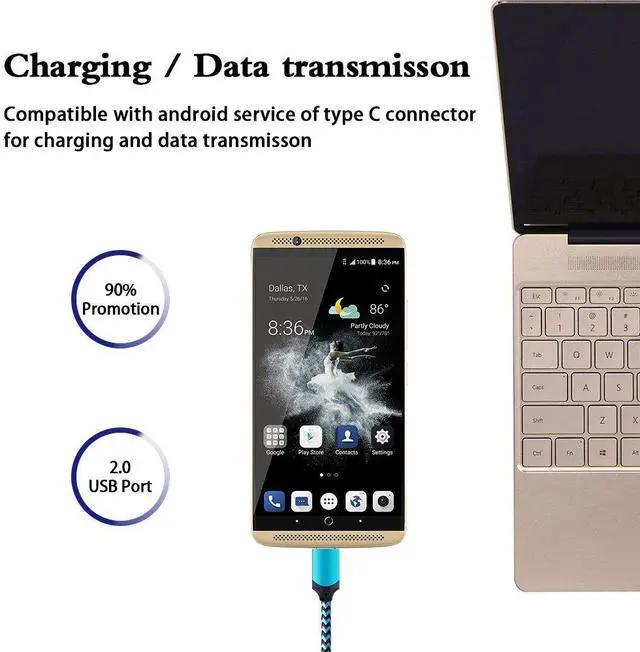 Alt view image 4 of 7 - USB Type C Charger Cable Fast Charging Cord for Google Pixel 9a, 9, 9 Pro XL Fold, 8, 7, 6, 5, 4, 3a, 3 2 XL, Pixel C, (Blue/Green/Purple, 6 feet, 3 Pack)