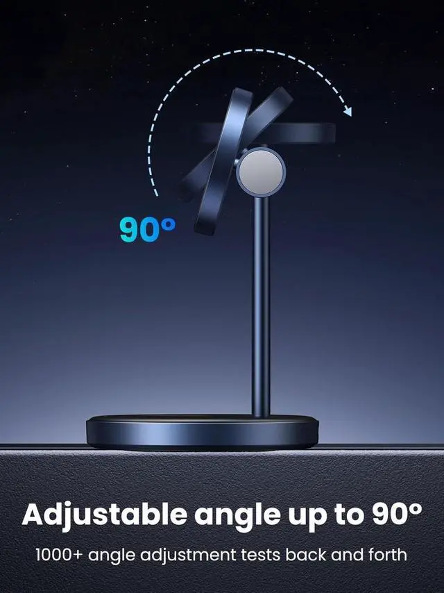 Alt view image 5 of 7 - UGREEN MagFlow 2-in-1 Magnetic Wireless Charging Station, Fast Wireless Charger for iPhone 16 15 14 13 12 Series and AirPods, MagSafe Compatible Qi Charging Stand with 3 FT USB-C Cable (No AC Adapter)