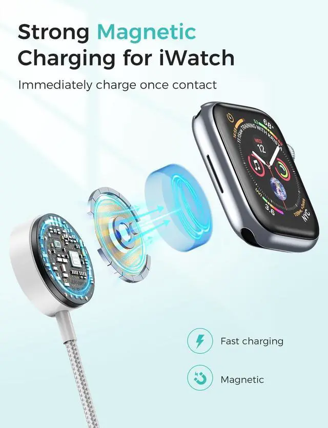 Alt view image 7 of 7 - Upgraded Travel Essentials for Apple Watch Charger 4 in 1 Multi Charging Cable iWatch Charger Camping Essentials USB C/L/Micro Compatible with iWatch Series 10-1/SE/iPhone 16 15/Galaxy Android-4FT